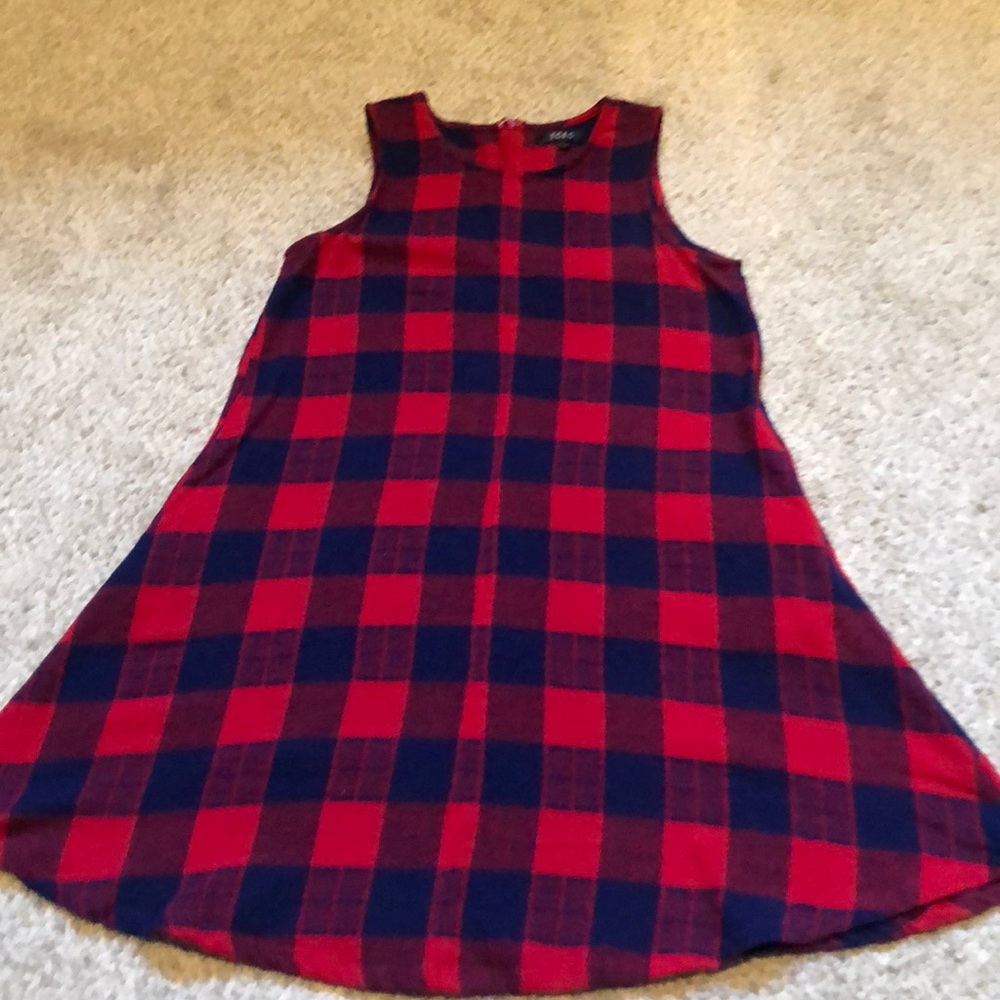 Blue and red plaid dress